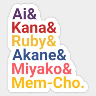 Oshi no Ko Anime All Girls Characters Name Sticker